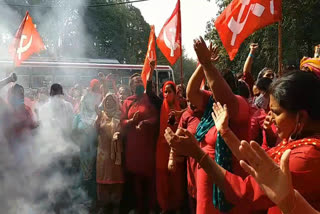 asha workers protest in yamunanagar