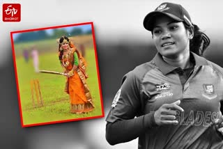 Bangladeshi womens cricketer sanjida islam does wedding photoshoot on cricket pitch