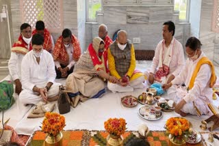 minister moolchand sharma arrives at shri mata mansa devi temple in panchkula