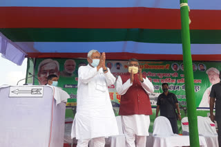 Nitish Kumar and Ravi Shankar Prasad election rally