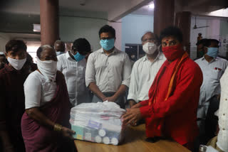 MLA Korukanti Chander distributed essentials to sanitation workers