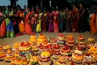 saddula bathukamma celebrations in nizamabad district
