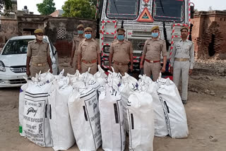 Police with seized ganja