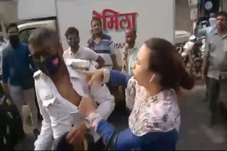 police beaten by woman