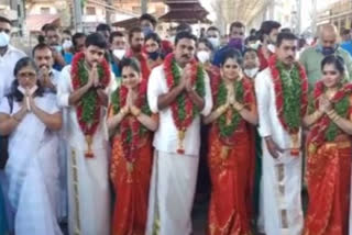 Three sisters of the quintuplets from Thiruvananthapuram in Kerala got married at the Guruvayur Temple