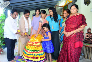 bathukamma celebrations at mla errabelli dayakar rao home in warangal rural district