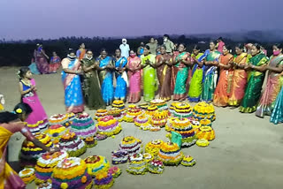 Modest Saddula Bathukamma celebrations in Husnabad