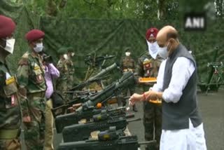 Rajnath Singh performs 'Shastra Puja', says Army won't let anyone take an inch of country's land