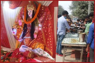 Durga pandal in Matiala people followed corona rules