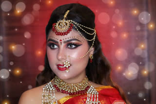 A devoty girl in 9 different ovotar of Ma durga