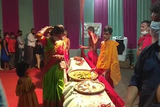 Crowd at Narengi durga puja mandap in the day of Mahanavami