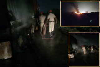 Lorry burning on Nellore National Highway - Rs 9 lakh loss