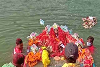 immersion of durga idol started in ranchi