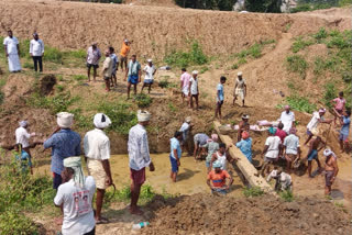 Farmers repaired irrigation canal  at raiwada reservoir