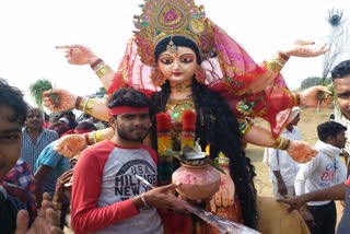 Durga Sculptures immerse in Sidhi