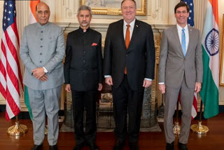 India, US third 2+2 inter-ministerial dialogue  Mike Pompeo and Defence secretary Mark Esper  US Secretary of State Mike Pompeo  Defence secretary Mark Esper  Defence Minister Rajnath Singh  External Affairs Minister S Jaishankar  third 2+2 ministerial dialogue  ടു പ്ലസ് ടു ഡയലോഗ്  ഇന്ത്യ,യുഎസ് ടു പ്ലസ് ടു ഡയലോഗ് ഇന്ന്  യുഎസ് സെക്രട്ടറിമാർ  ഇന്ത്യ-യുഎസ് ടു പ്ലസ് ടു ചർച്ചകൾ ഇന്ന് നടക്കും  ഇന്ത്യ-യുഎസ് ടു പ്ലസ് ടു ചർച്ചകൾ