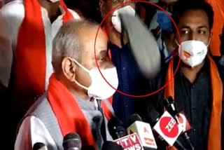 a person threw a slipper at gujurat deputy cm nitin patel