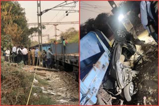 car collided with goods train in lajpat nagar delhi