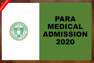 telangana para medical course  admission last date