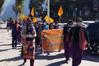 Indian labour union protest kinnaur