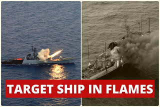 Indian Navy's guided-missile hits target ship with accuracy