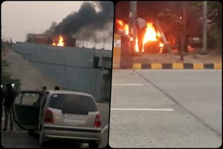 Fire broke out in a moving truck on Yamuna Expressway