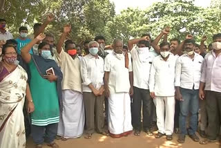 pig owners protest in GVMC gandhi statue in vizag