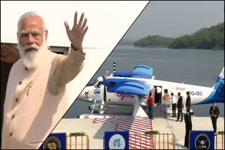 PM Narendra Modi travels on the maiden seaplane