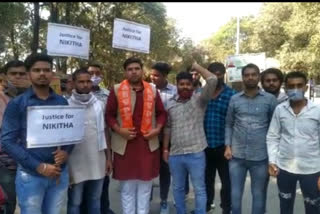 abvp protest against nikita murder case ballabgarh in yamunanagar