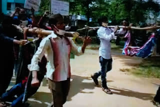 tribals protest for road