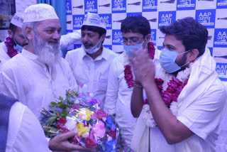 BSP leader haji shafiq qureshi join aap in presence durgesh pathak