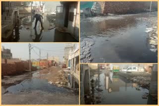 Dirty water of drains on the streets of BegumPur, locals upset