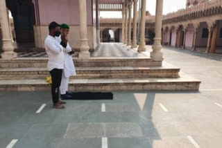 Youth namaz in Nandgaon temple.