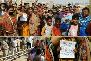 West Kamal Vihar people protest and road blockade in over electricity and water in burari