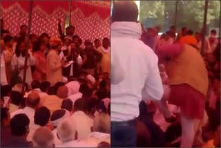 Attempt to throw shoe at Congress MLA neeraj sharma during Mahapanchayat ballabhgarh