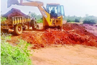 Illegal excavations in the lake at nellore district