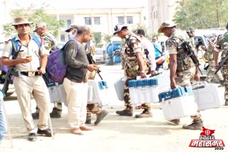 Polling parties are going to the polling station with EVM and VVPAT in saran