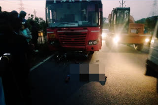 one died when rtc bus hits a bike at ramagundam