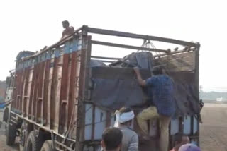 villagers protest over scrap load truck in dhanbad