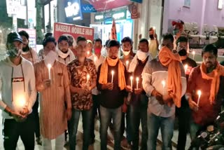 hindu yuva morcha takes out candle march