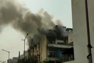 fierce fire in shoe factory of Bhorgarh Industrial Area Narela