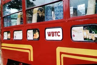 tram decorated with jute