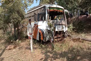 Policemen's bus got off the road