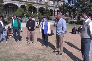 Protest of employees at Indian Institute of Higher Studies in shimla