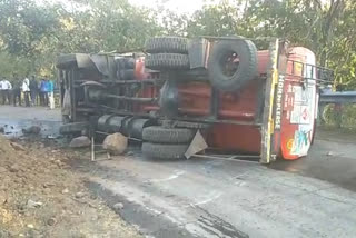 Diesel petrol filled tanker overturned