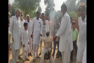 farmers  protest, burnt effigy of corruption in sirsa