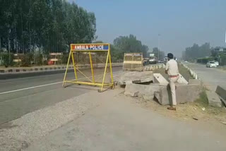 heavy police force deployed to haryana punjab border in ambala