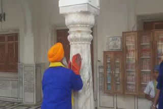 Shaheed Baba Deep Singh Ji's martyrdom day, the sangat cleaned the domes