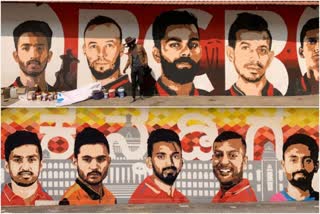 mysore-artist-badal-nanjundaswamy-draw-rcb-players-photos-on-wall