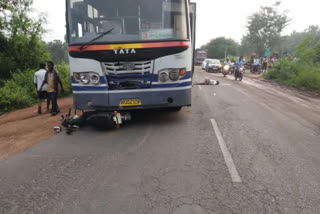 An RTC bus collided with a two-wheeler